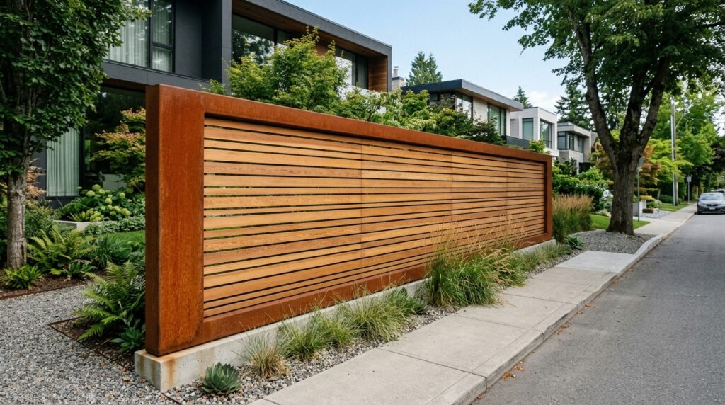 Horizontal Slatted Cedar Fences for a Clean Contemporary Look privacy screen with cedar slats 202606121347