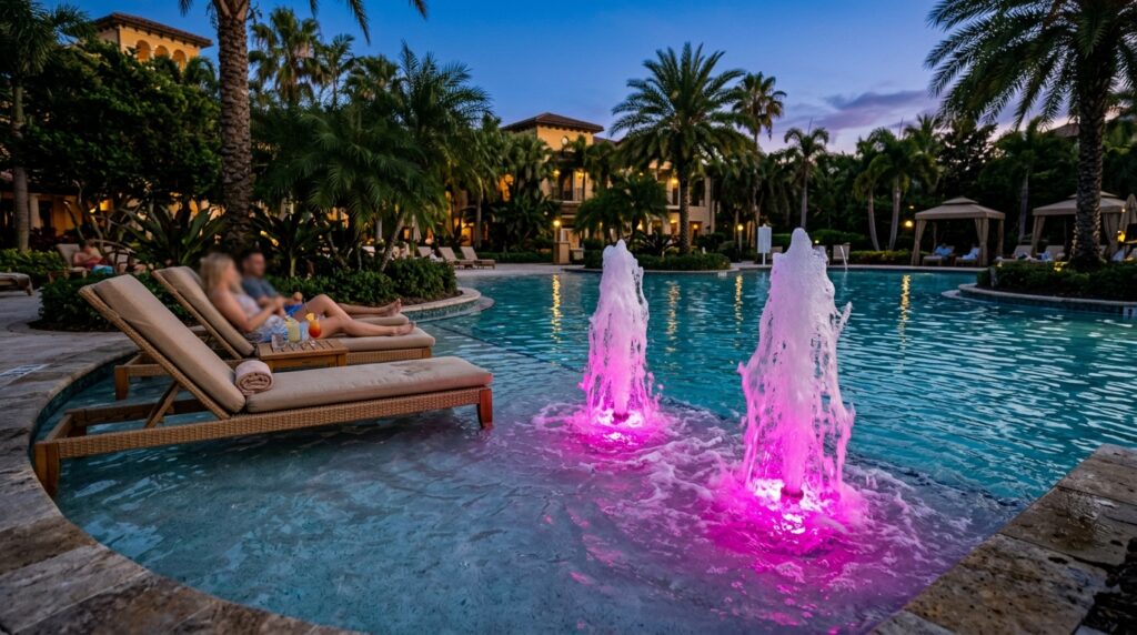 resort pool with bubbler lights 202606110359