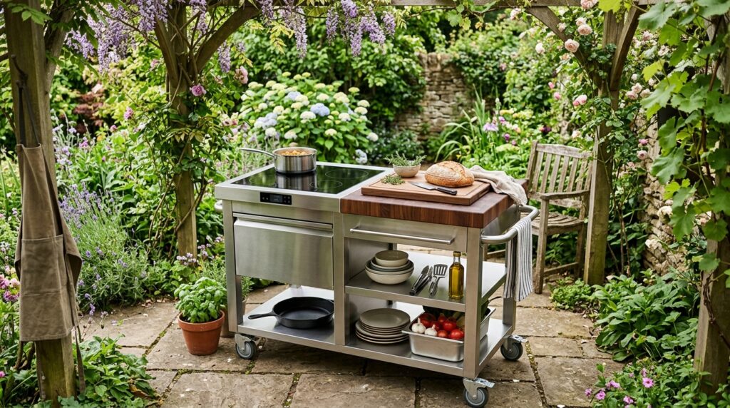 rolling kitchen cart with cooktop 202606181149
