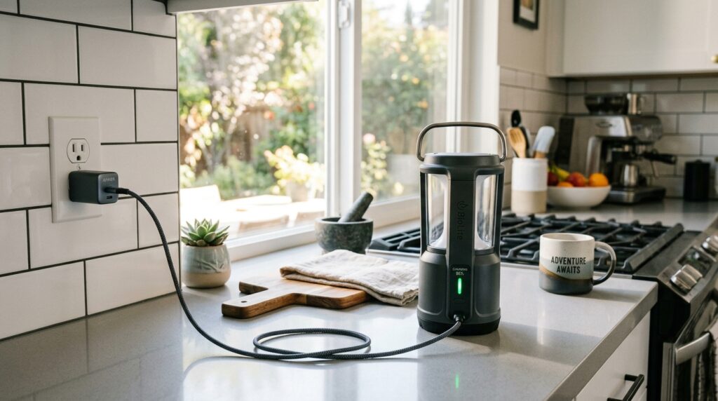 smart lantern charging on counter 202606102325