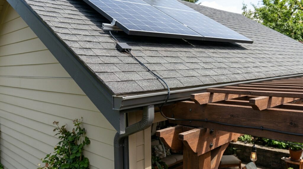 solar panel powering lantern array 202606102326