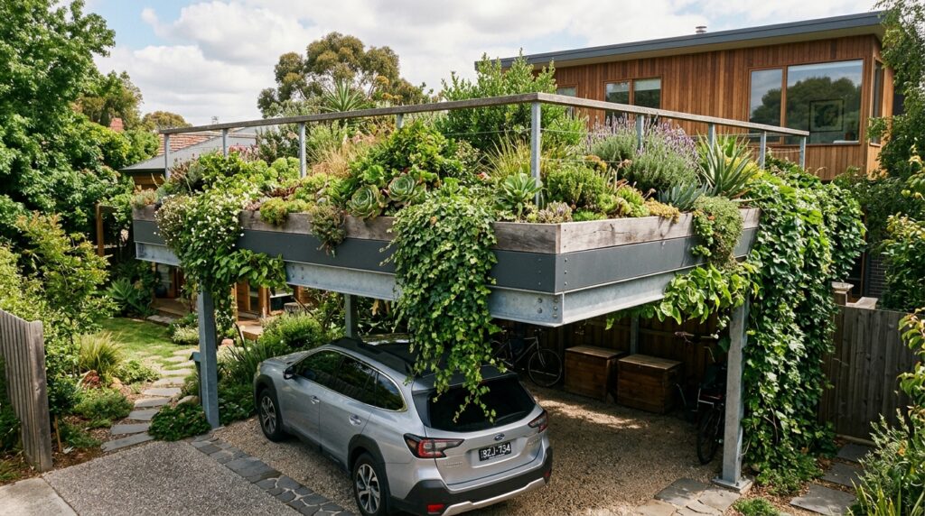 Smart Carport Outdoor Ideas That Will Instantly Upgrade Your Home steel carport with rooftop garden 202606061802