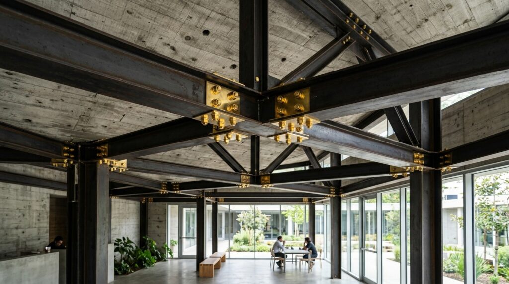 steel columns with brass fasteners 202606081719