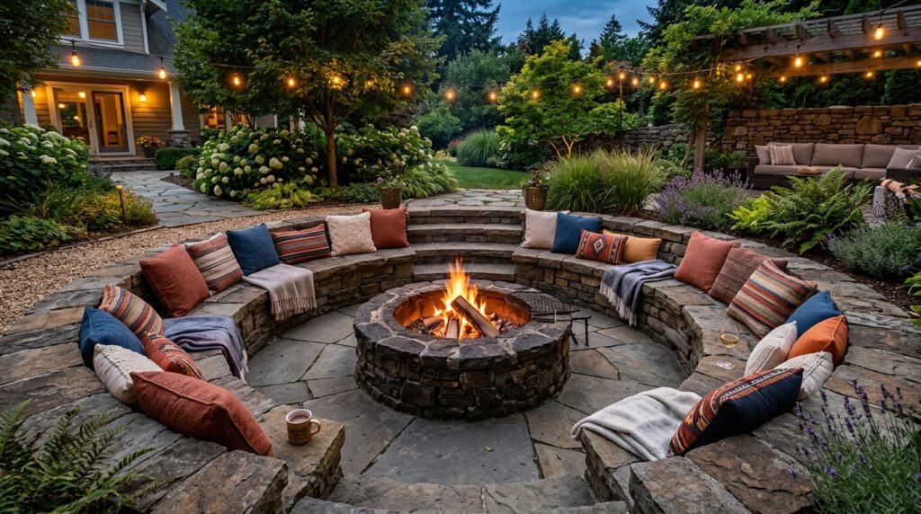 Modern Fire Pit Layouts For Luxury Outdoor Lounging sunken fire pit with benches 202606062007