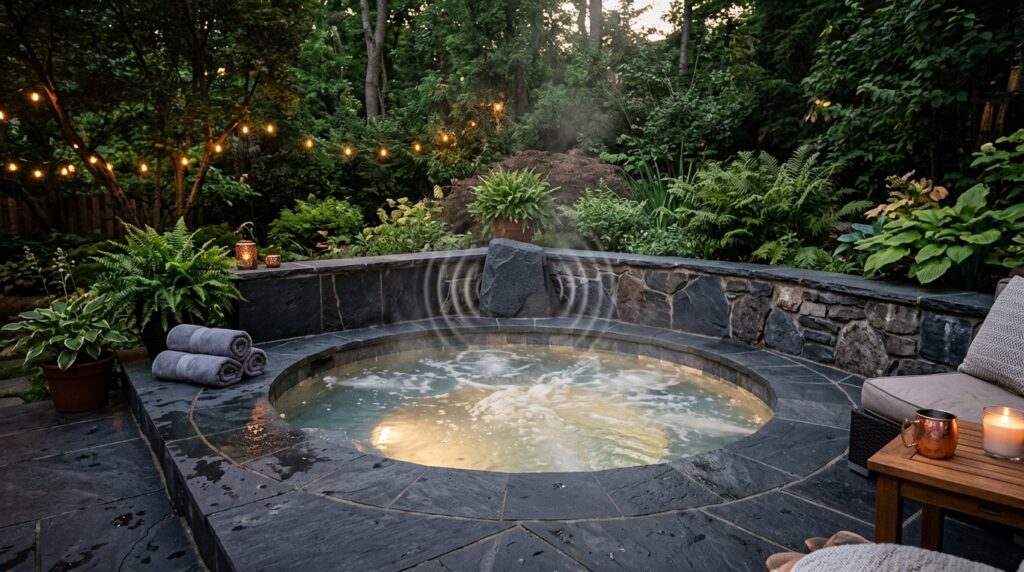 Hidden Outdoor Bluetooth Speaker Rocks for Disappearing Audio sunken hot tub on deck 202606101223