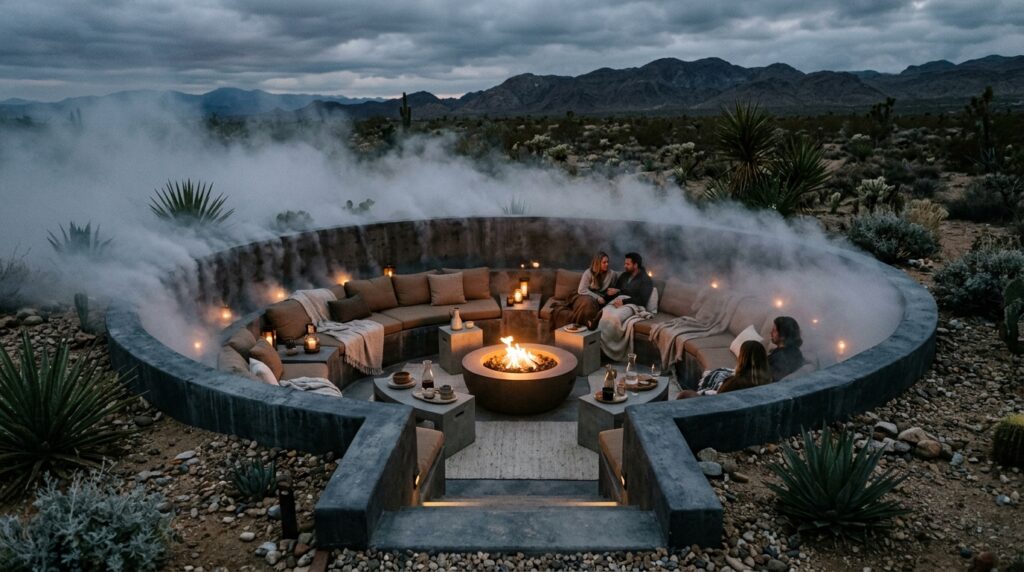 Architectural Fogging Systems to Keep Desert Patios Cool and Moody sunken lounge area fog boundary 202606101120