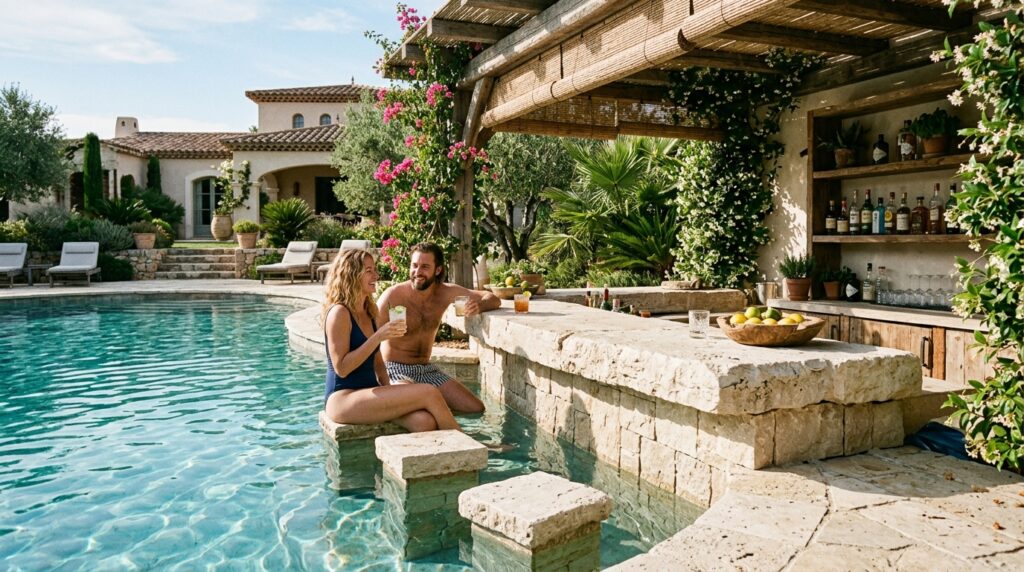 swim up bar travertine pool wall 202606161452