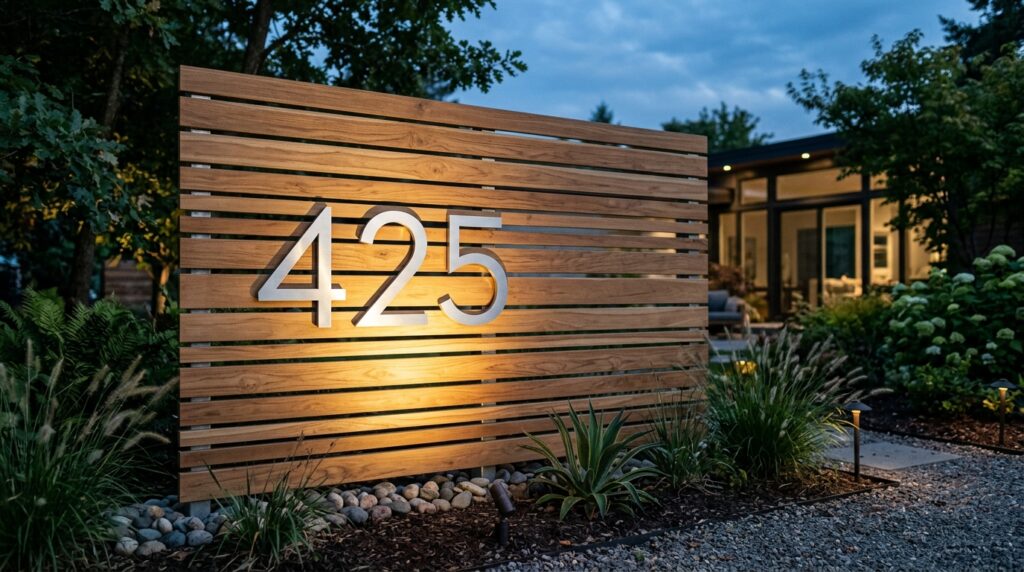 teak wood wall with numbers 202606042247