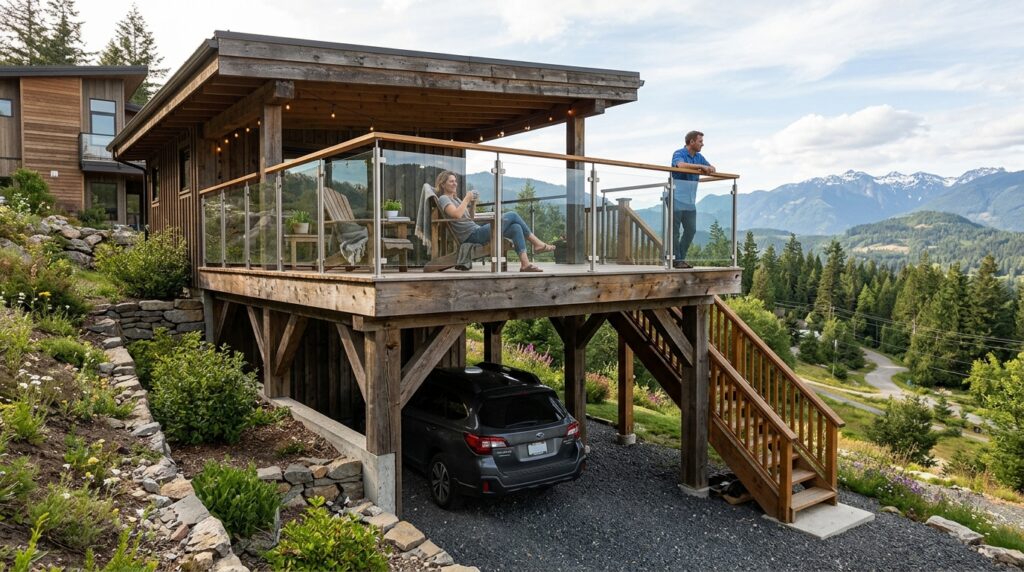 Timber Frame Carports That Add Rustic Charm to Your Front Yard timber carport elevated porch vi… 202606152010