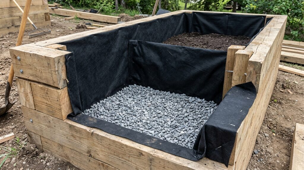Tiered Retaining Fences Combining Planter Boxes with Boundary Posts timber planter box geotextile li… 202606111051