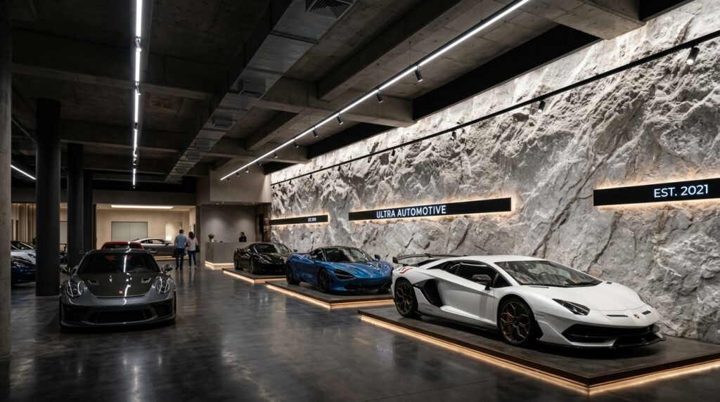 underground vehicle showroom whi… 202606081435