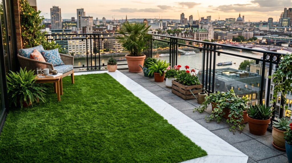 Modern Outdoor Balcony Designs For Luxury Urban Living urban balcony artificial lawn bo… 202606070738