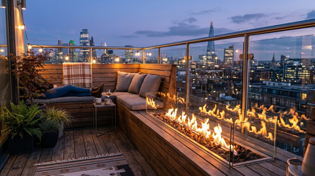 Modern Fire Pit Layouts For Luxury Outdoor Lounging urban deck with fire strip 202606062006