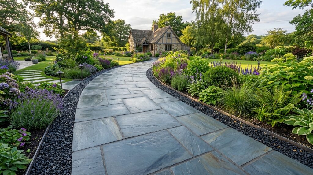 Modern Pathways and Walkway Ideas For a Luxurious Entry walkway with flagstones and stones 202606062041