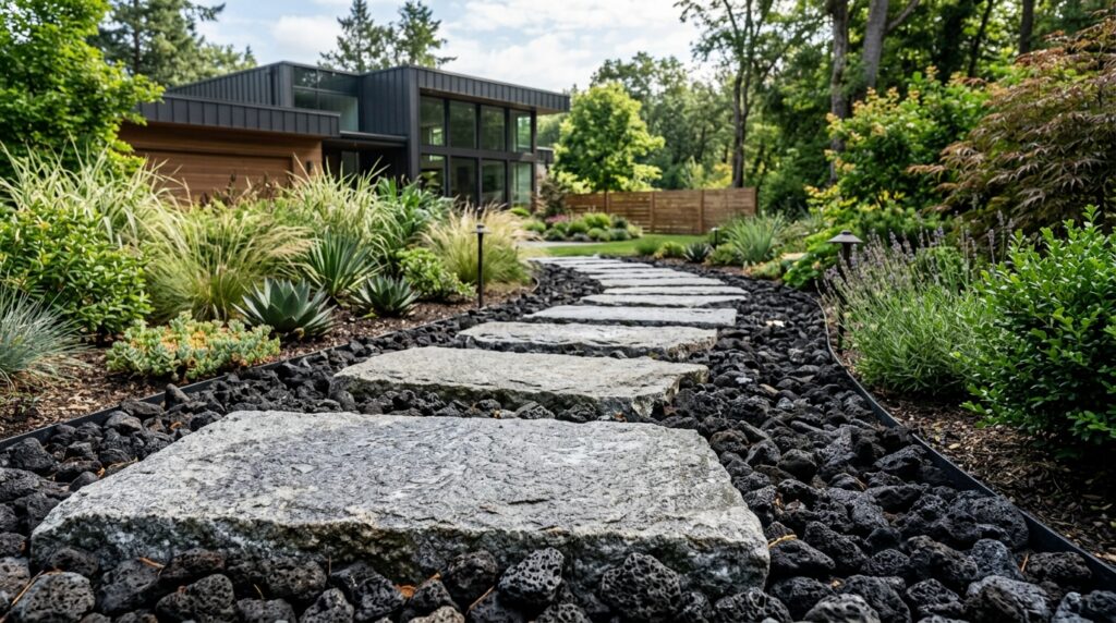Modern Pathways and Walkway Ideas For a Luxurious Entry walkway with granite slabs lava 202606062041