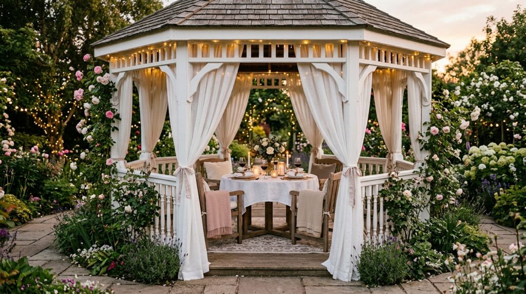 white gazebo with dining table 202606051218