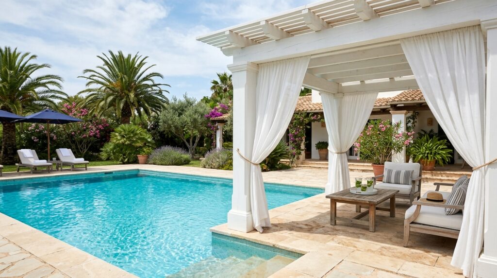 Modern Pergola Deck Ideas For Premium Backyard Luxury white pergola by blue pool 202606070911