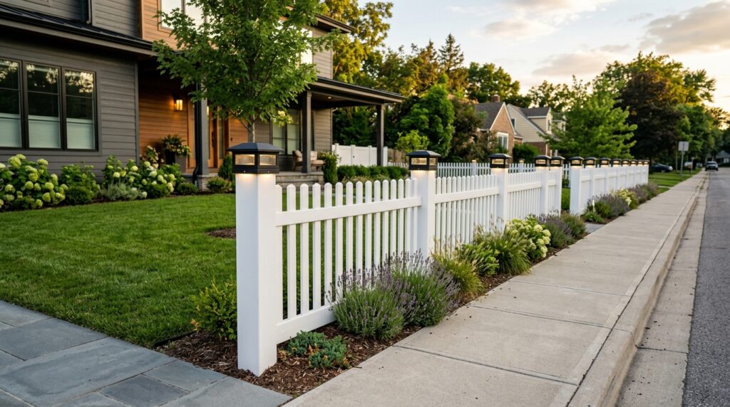 white vinyl fence black caps 202606111440