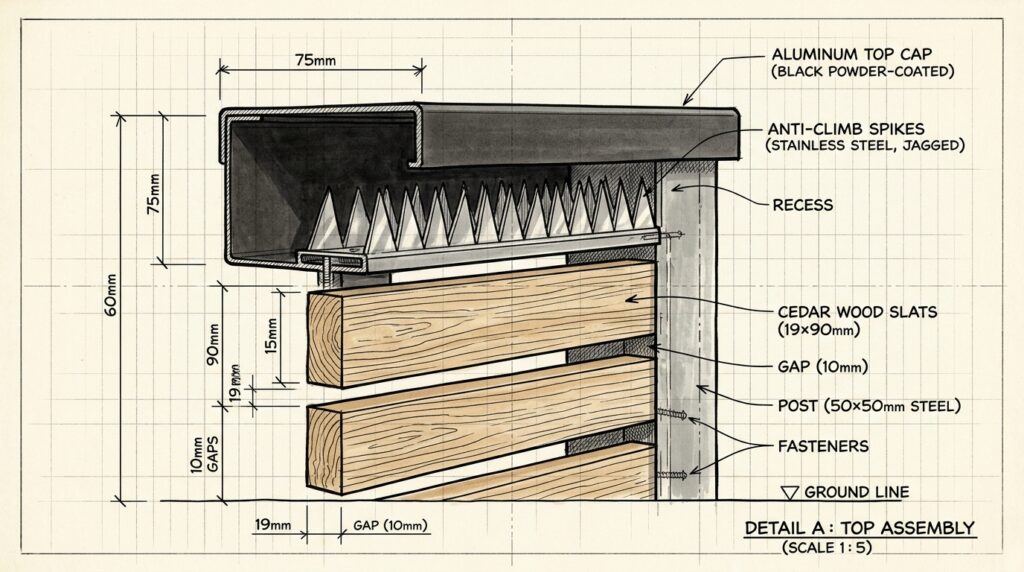 wood slat fence spikes 202606111504