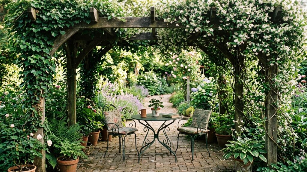 Creative Covered Patio Ideas for Year-Round Outdoor Living wooden pergola overgrown with ivy 202606071413