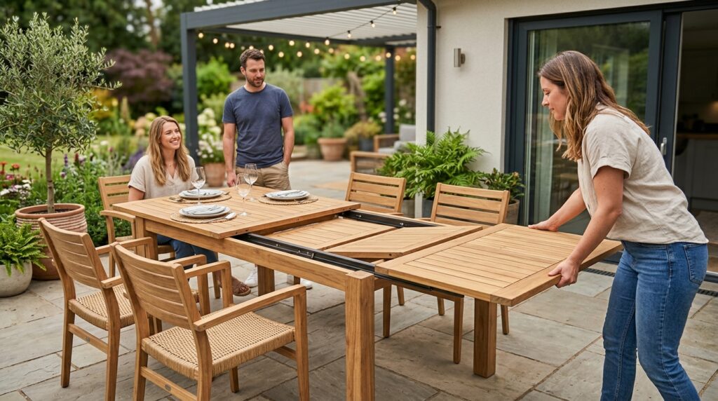 wooden table expands to six 202606051231