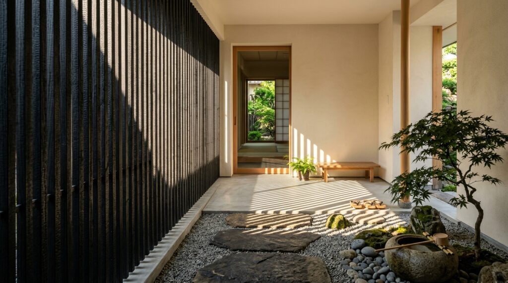 zen home entrance charred wood 202606131216